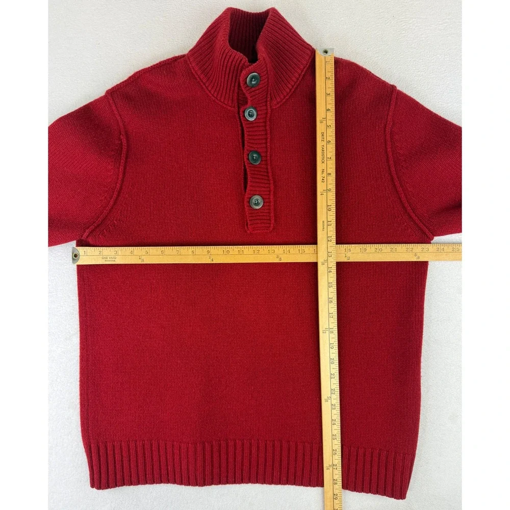 Banana Republic Sweater Mens XL Red Lambswool Cashmere Mock Neck Button 338462